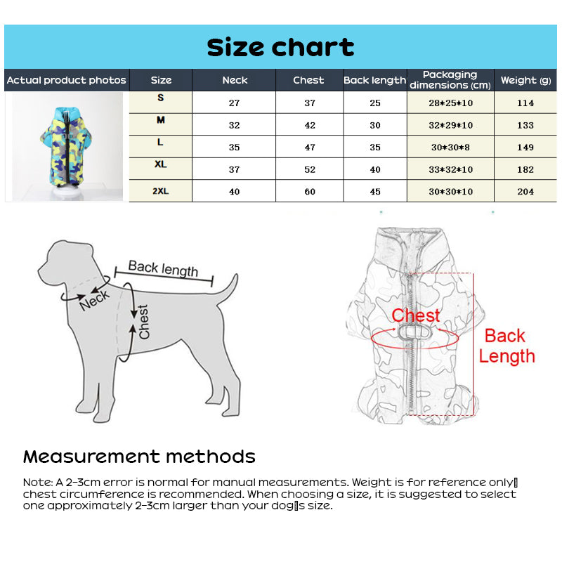 Winter Warm Windproof Dog Jacket, Reflective Pet Coat with D-Ring for Small Medium Dogs, Cats, Bulldog, Pug