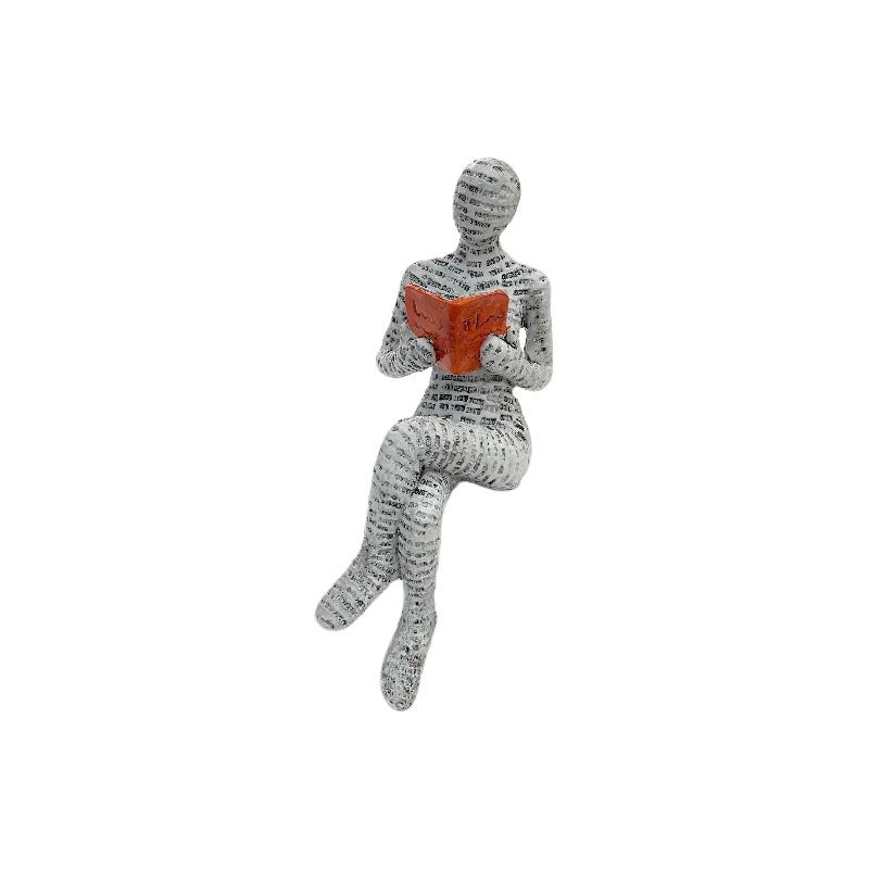 Home Furnishings Leisure Reading Girl Resin Sitting Carving Statues