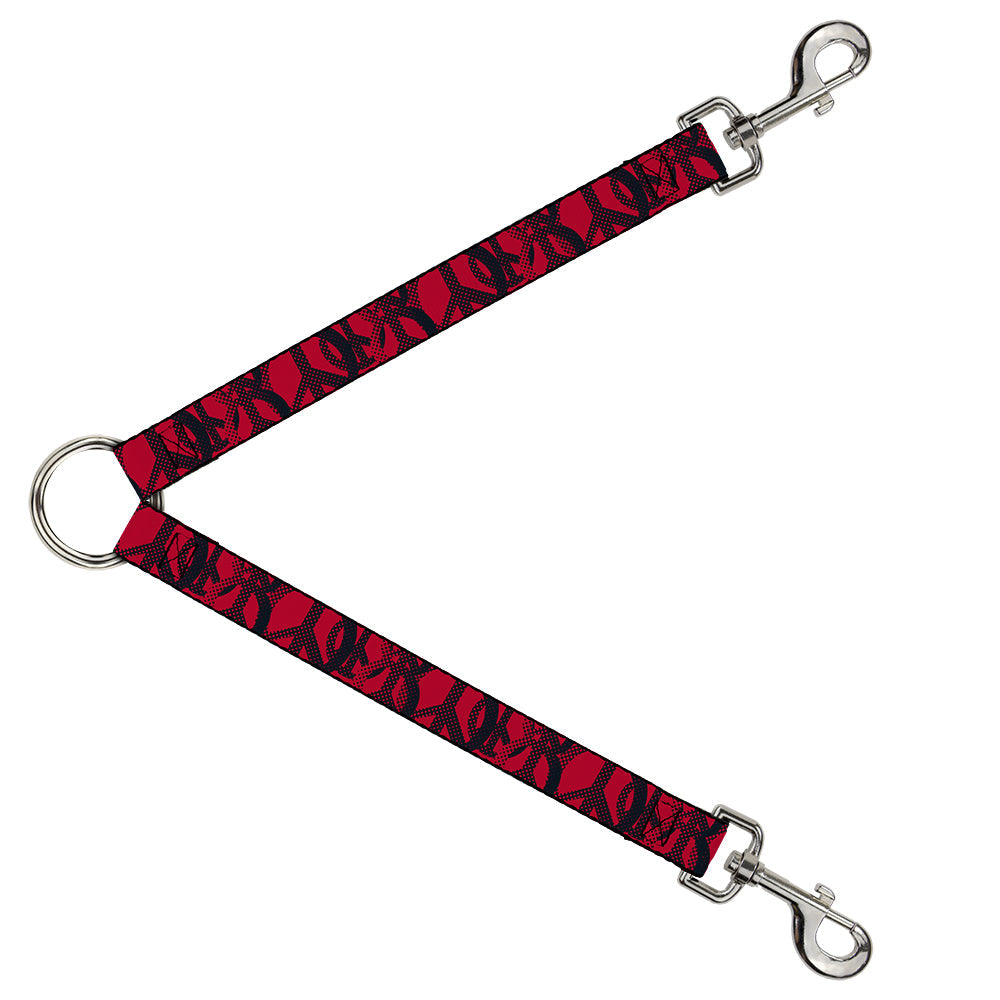 Dog Leash Splitter - Peace Dots Black/Fuchsia