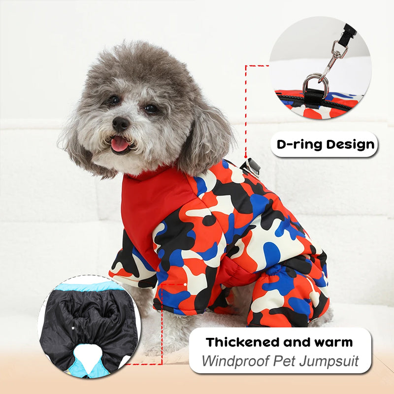 Winter Warm Windproof Dog Jacket, Reflective Pet Coat with D-Ring for Small Medium Dogs, Cats, Bulldog, Pug