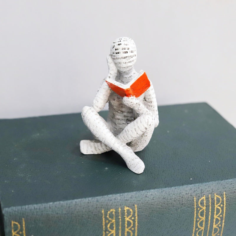 Home Furnishings Leisure Reading Girl Resin Sitting Carving Statues