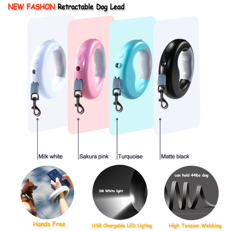 New LED Luminous Light Pet Automatic Retractable Rope Dog Leash