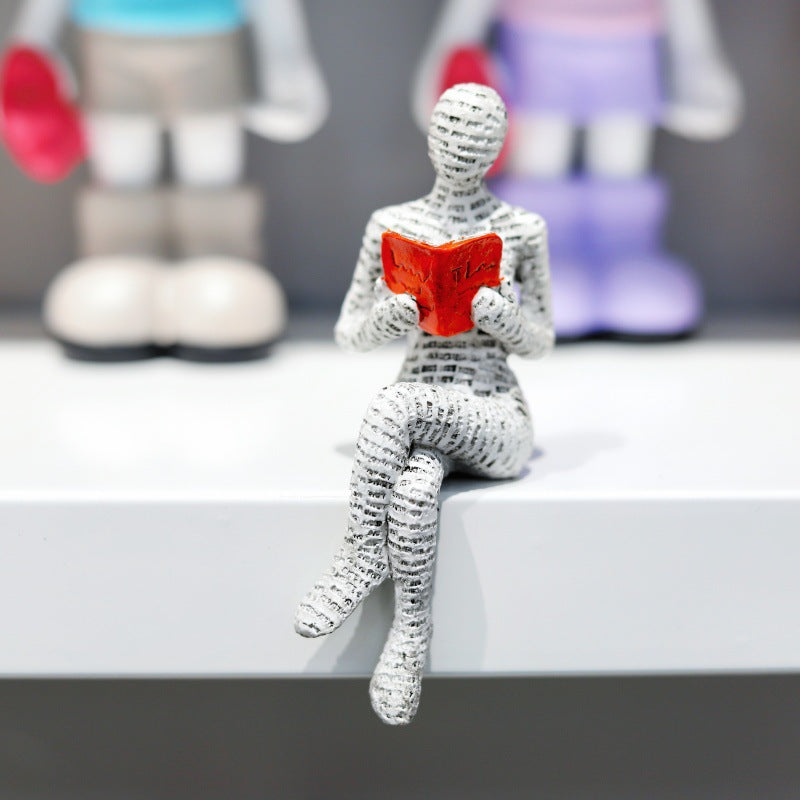 Home Furnishings Leisure Reading Girl Resin Sitting Carving Statues