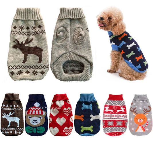 Warm Pet Knitted Winter Sweater for Small Medium Dogs