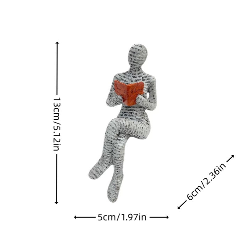 Home Furnishings Leisure Reading Girl Resin Sitting Carving Statues