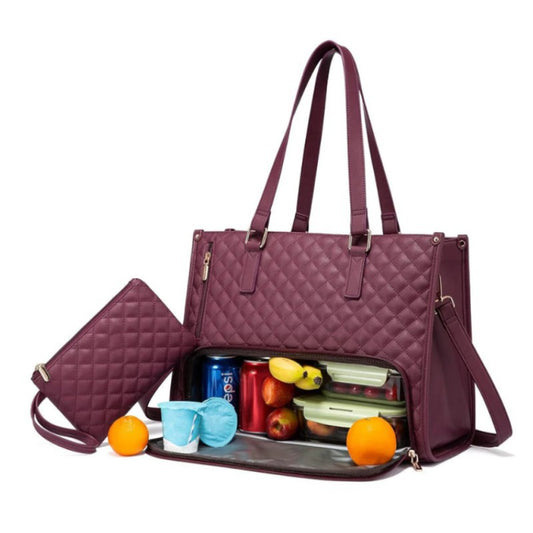 2-in-1 Travel Tote: Laptop & Insulated Lunch Bag. Ideal for Business, Work, Nursing, Office, College, Casual Use