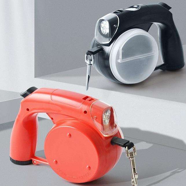 5 In 1 Multifunctional Dog Waterproof Automatic Led Retractable Leash with Poop Bag