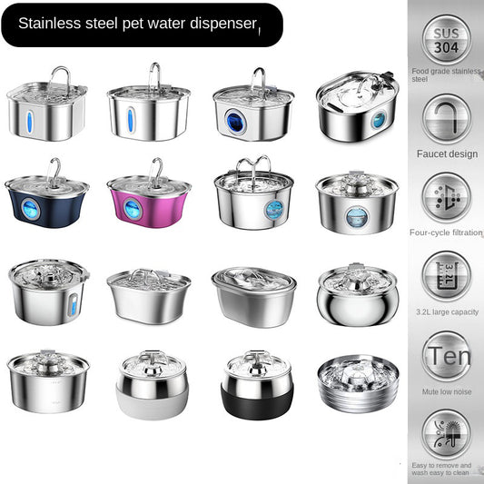 Stainless Steel Smart Pet Water Dispenser with Automatic Circulation and Filtration, Large Capacity Feeder for Cats and Dogs