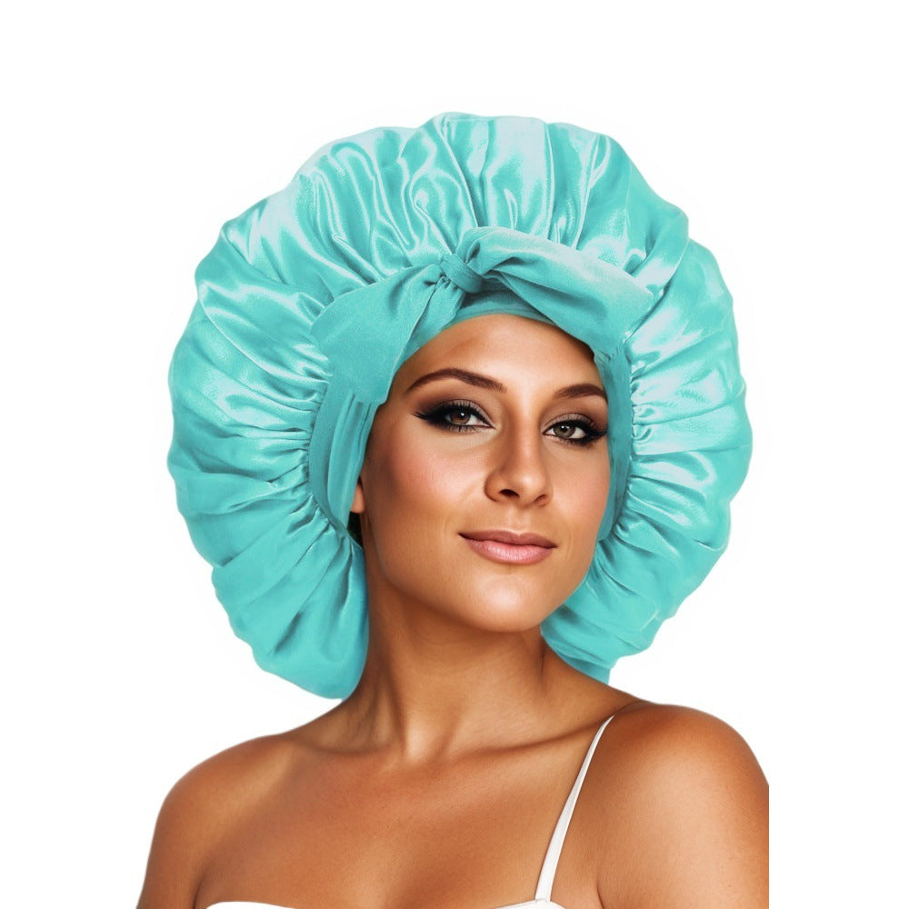 Elastic ribbon bow color hat solid night cap wide-brimmed Bonnet