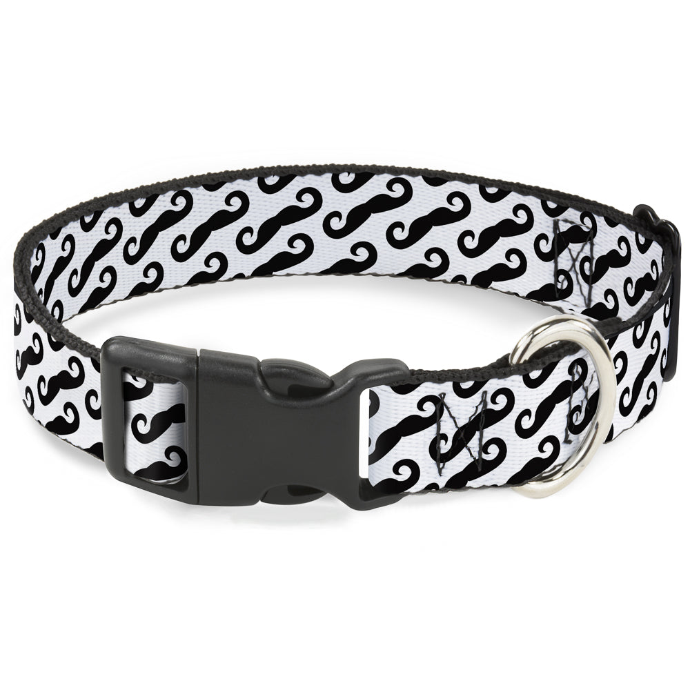 Plastic Clip Collar - Diagonal Handlebar Mustaches White/Black