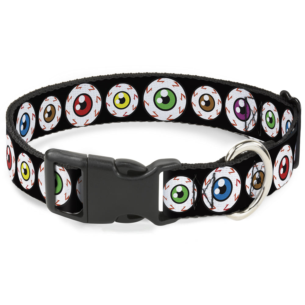 Plastic Clip Collar - Eyeballs Black/Multi Color