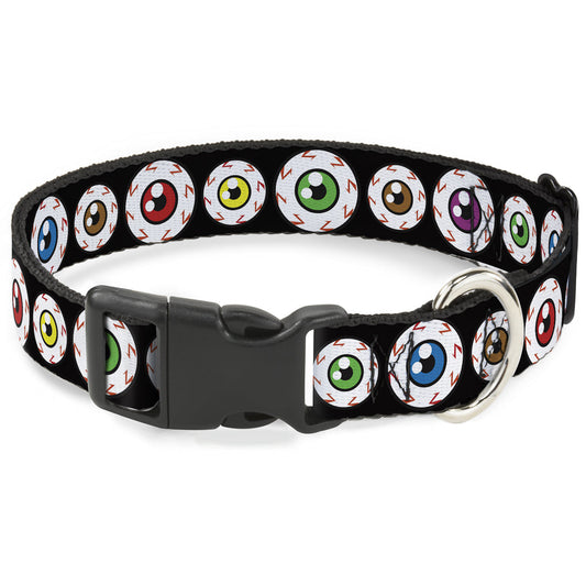 Plastic Clip Collar - Eyeballs Black/Multi Color
