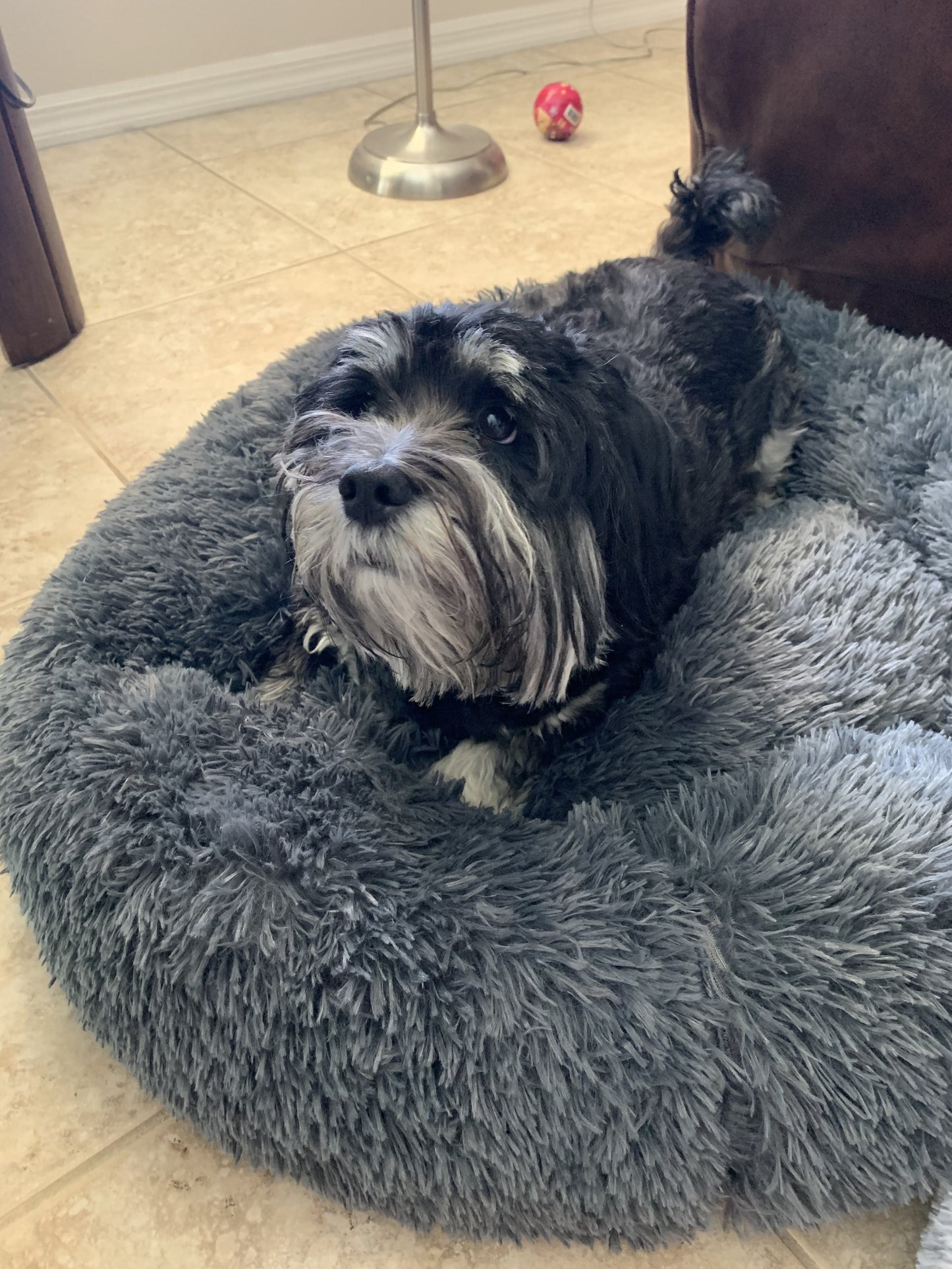 28" Ortho Plush® Pet Bed - Snowflake White Two Tone