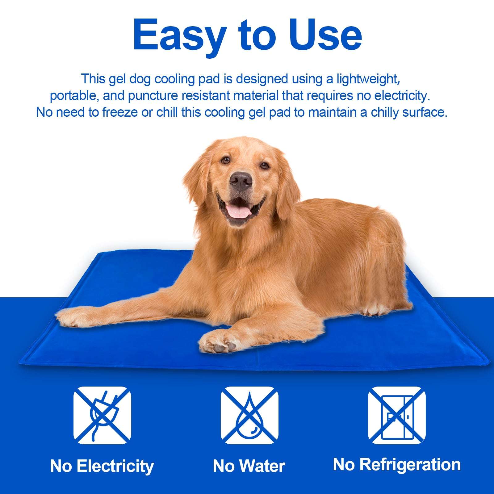 Pet Cooling Mat For Dogs And Cats, Pressure Activated Dog Cooling Pad, No Water Non-Toxic Gel