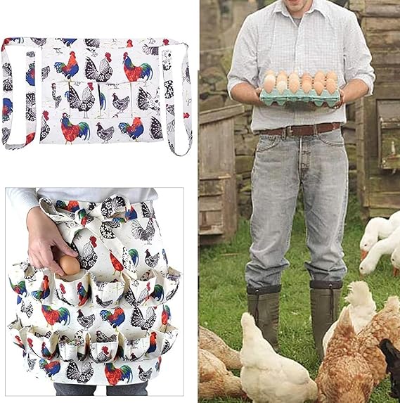 12 Pockets Egg Apron Veggie Fruits Collecting Gathering Holding for Chicken Duck Goose Eggs