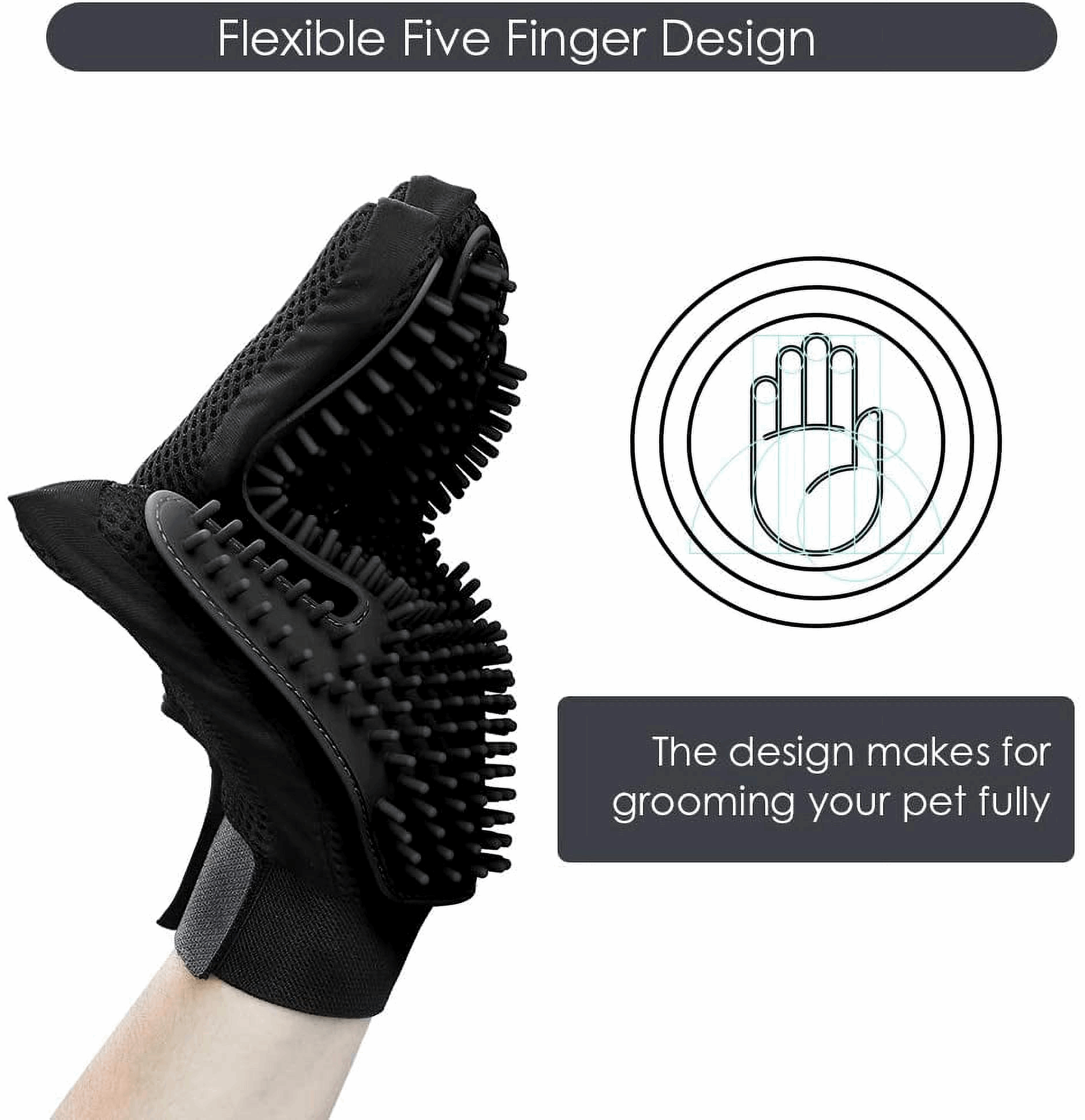 Upgrade Pet Grooming Gloves for Dogs, Cats, Rabbits & Horses with Long and Short Hair, Pets Hair Remover Mittens - 1 Pair