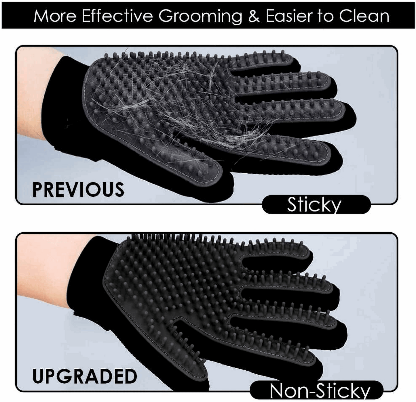 Upgrade Pet Grooming Gloves for Dogs, Cats, Rabbits & Horses with Long and Short Hair, Pets Hair Remover Mittens - 1 Pair