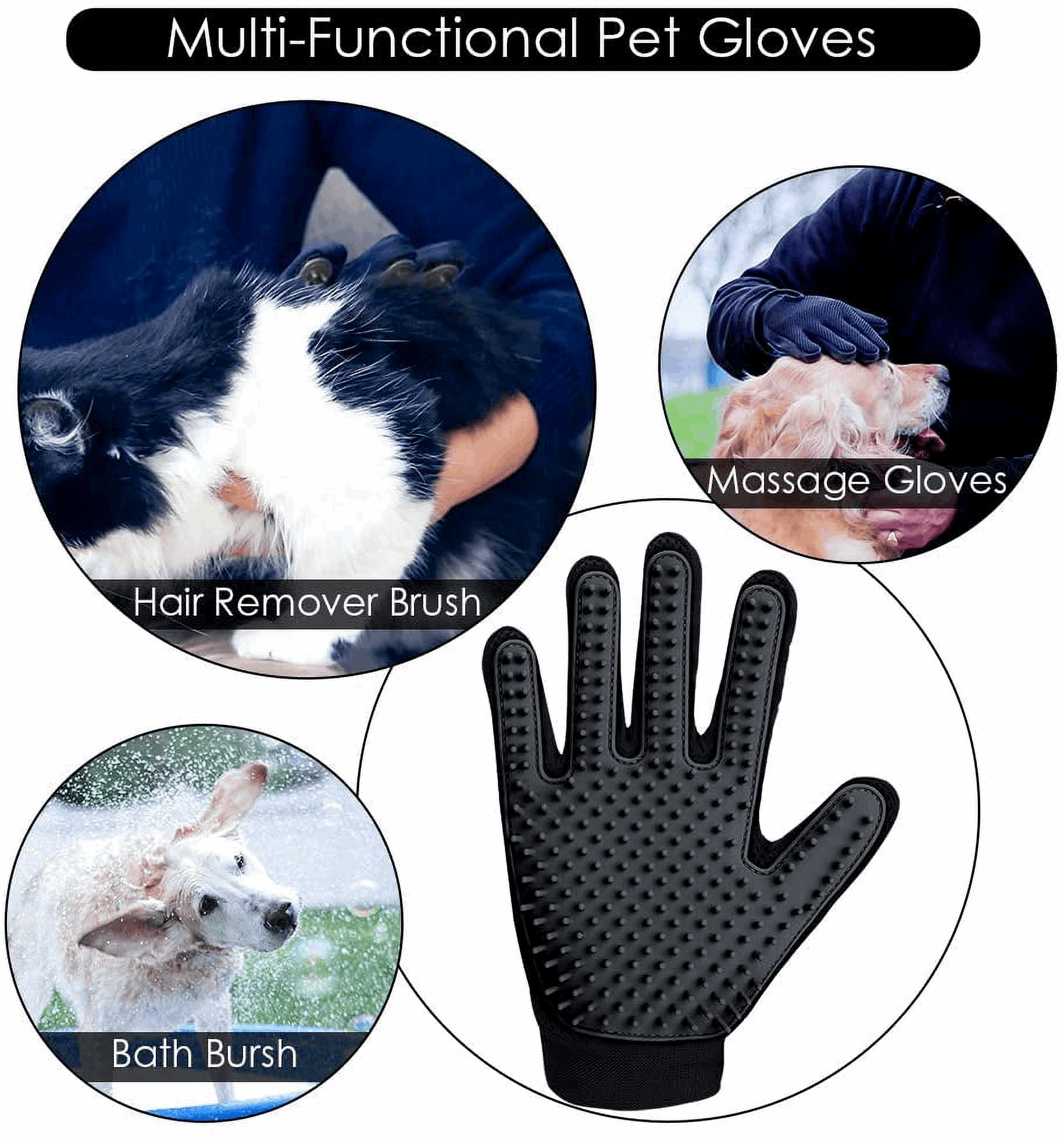 Upgrade Pet Grooming Gloves for Dogs, Cats, Rabbits & Horses with Long and Short Hair, Pets Hair Remover Mittens - 1 Pair