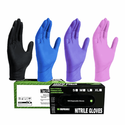 Disposable Nitrile Gloves, Box of 100, Fully Textured, Powder-Free, Latex-Free, Non-Sterile
