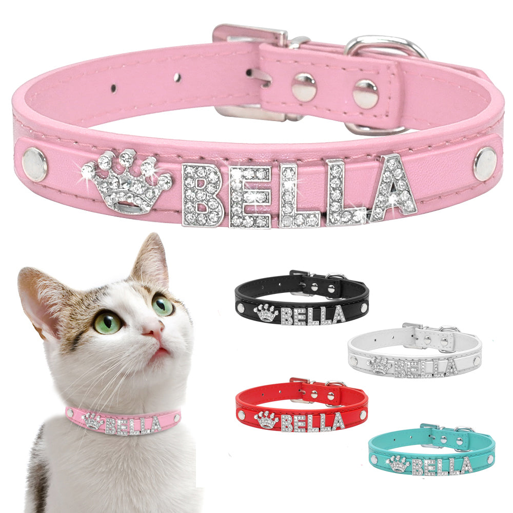 Personalized Cat Rhinestone Puppy Small Dogs Collar