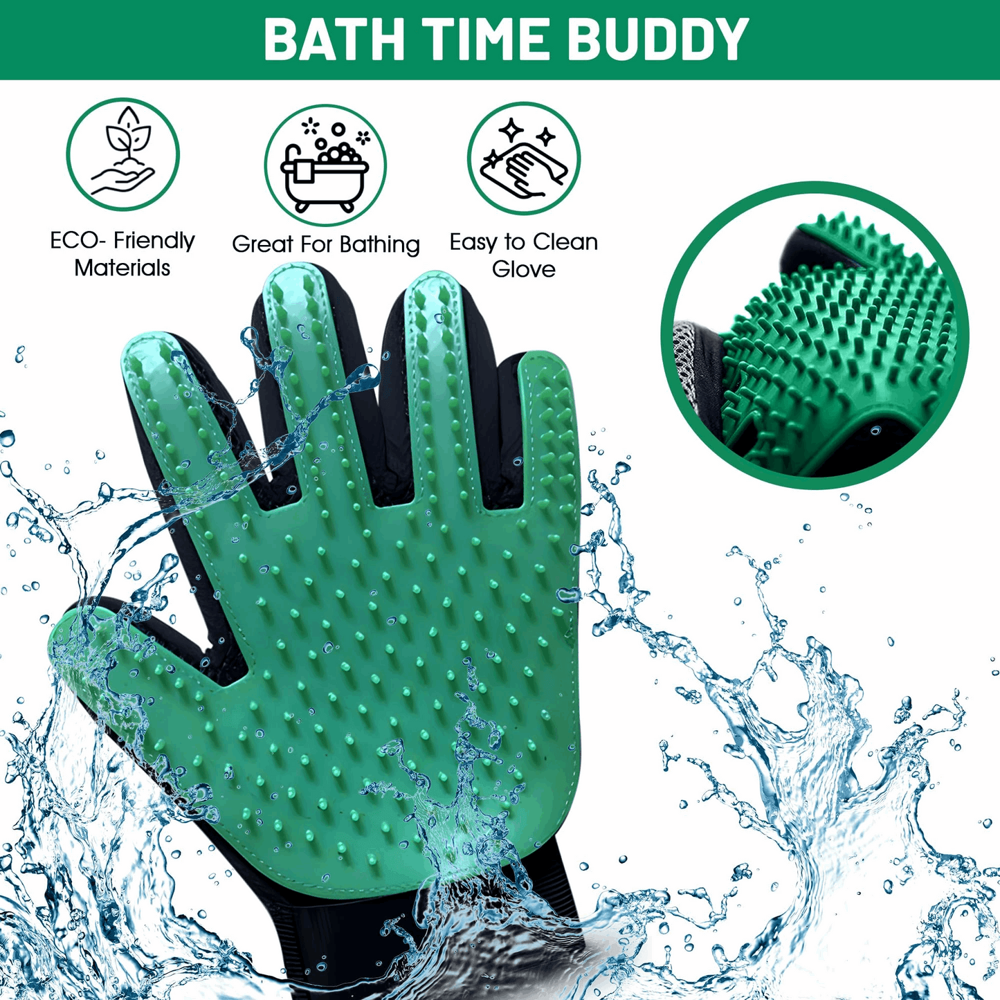 Upgrade Pet Grooming Gloves for Dogs, Cats, Rabbits & Horses with Long and Short Hair, Pets Hair Remover Mittens - 1 Pair