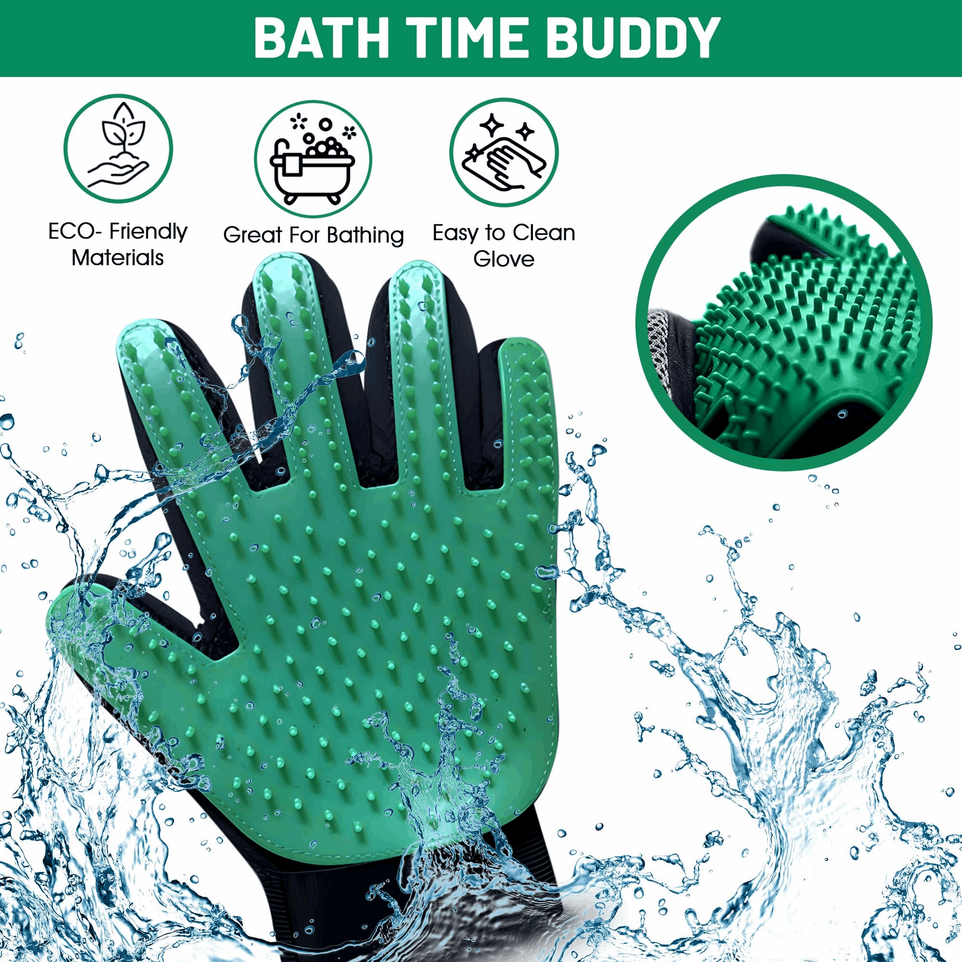 Upgrade Pet Grooming Gloves for Dogs, Cats, Rabbits & Horses with Long and Short Hair, Pets Hair Remover Mittens - 1 Pair