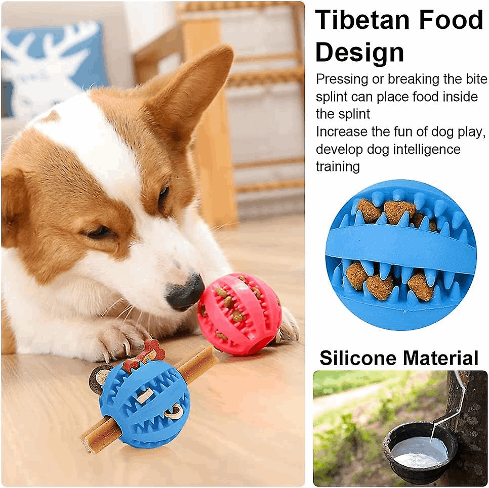 Dog Treat Toy Ball, Dog Tooth Cleaning Toy, Interactive Dog Toys Pack of 2