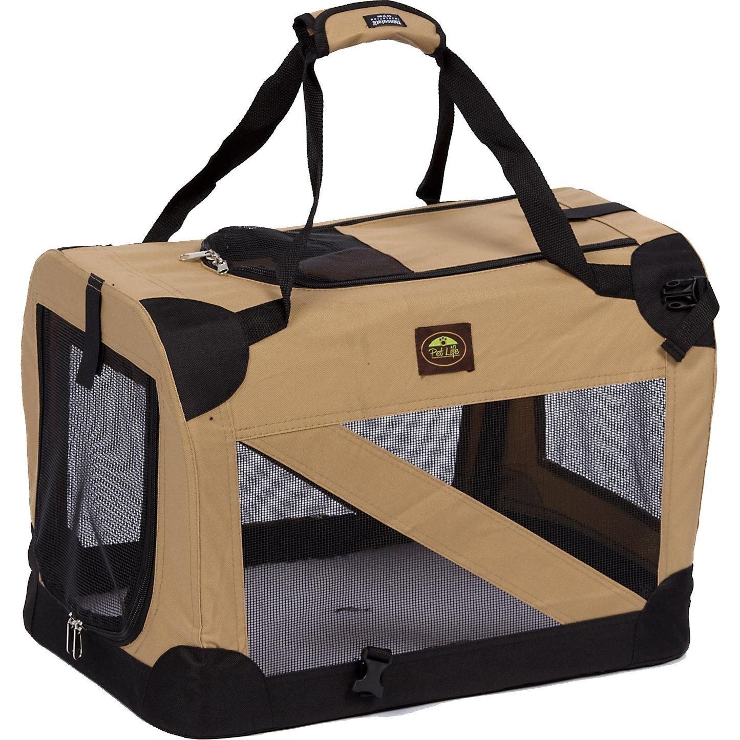 Pet Life ® '360° Vista View' Zippered Soft Folding Collapsible Durable Metal Framed Pet Dog Crate House Carrier