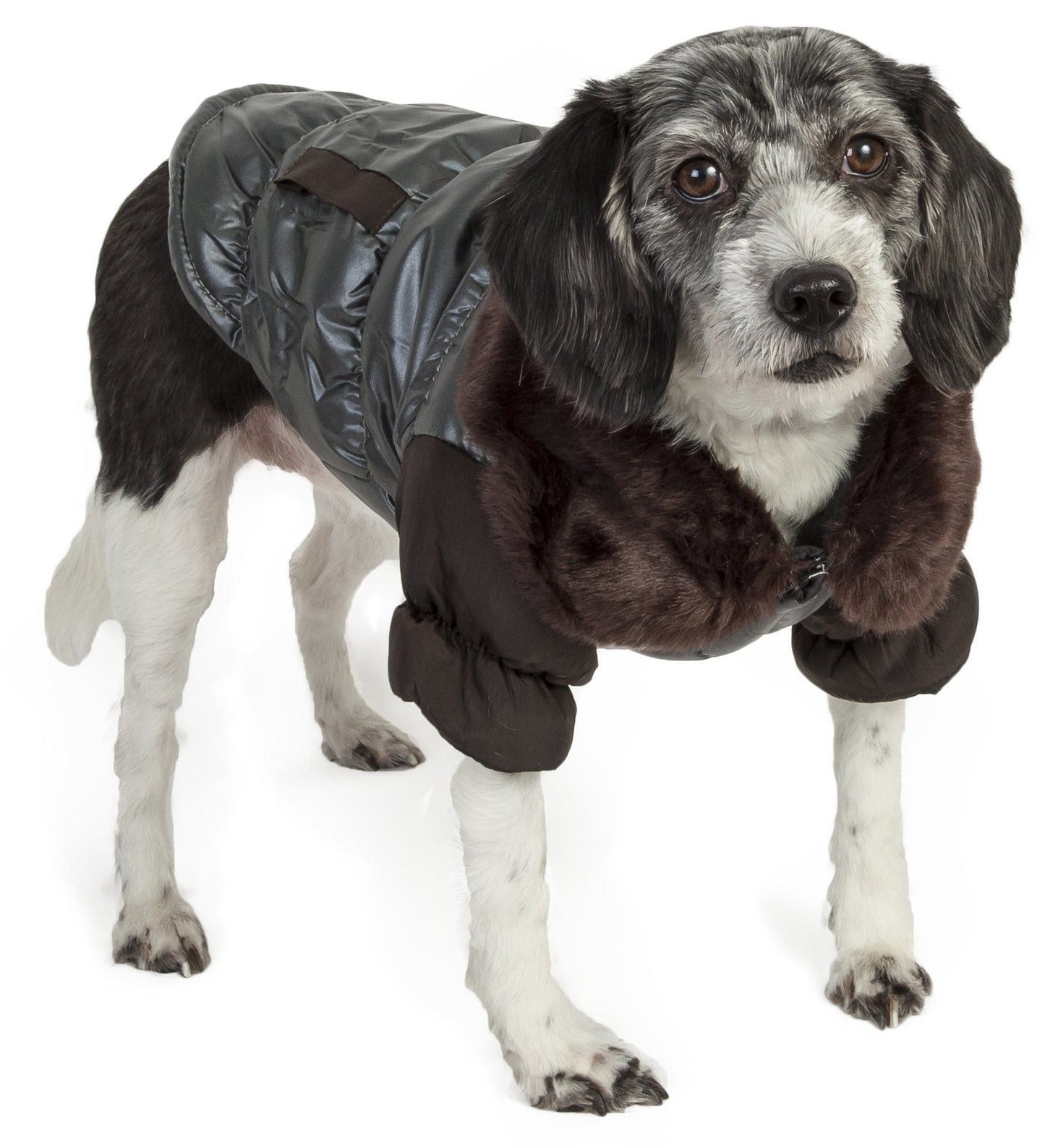 Track-Collared' Metallic Ultra Fur 3M Insulated Pet Dog Jacket