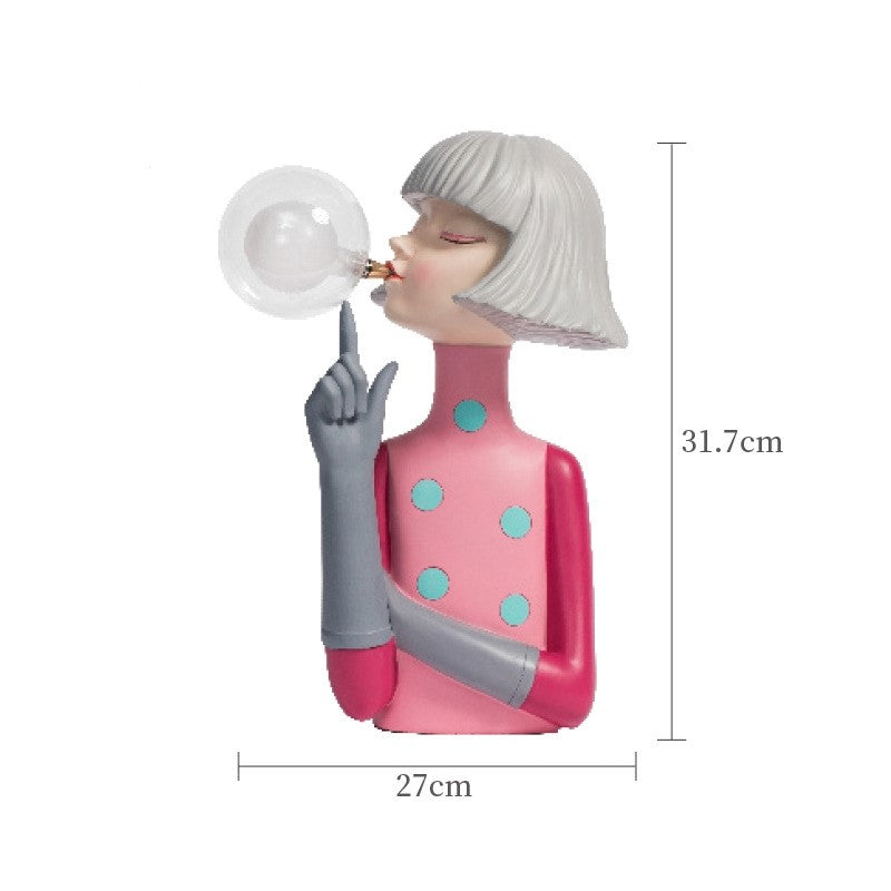 Blowing Bubble Gum Girl Lamp