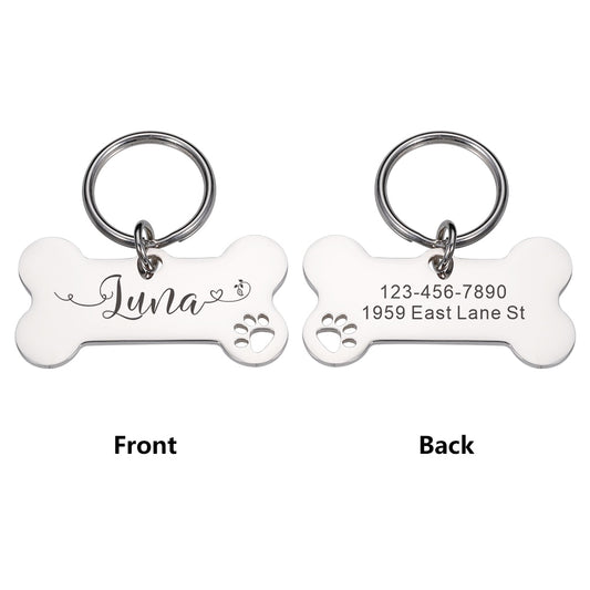 Personalized Pet Cat Dog Tags Shiny Steel Free Engraving Nameplate